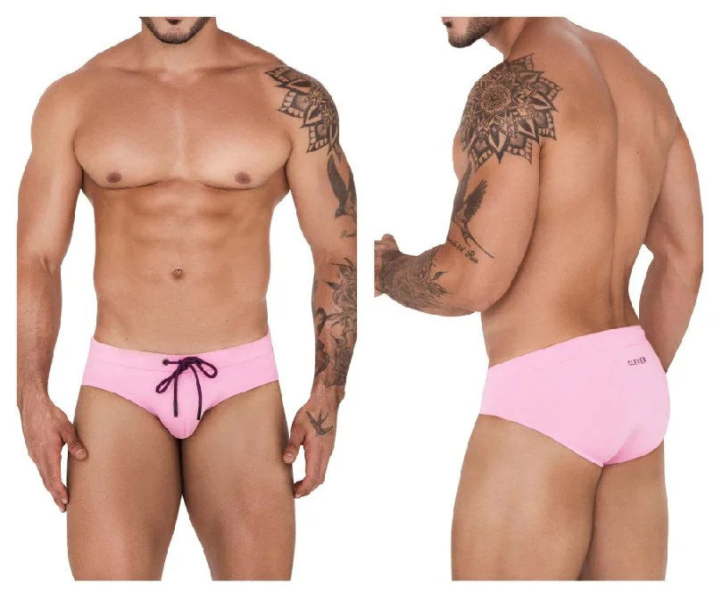 warm briefs for camping nights-Clever 1514 Acqua Swim Briefs Color Pink