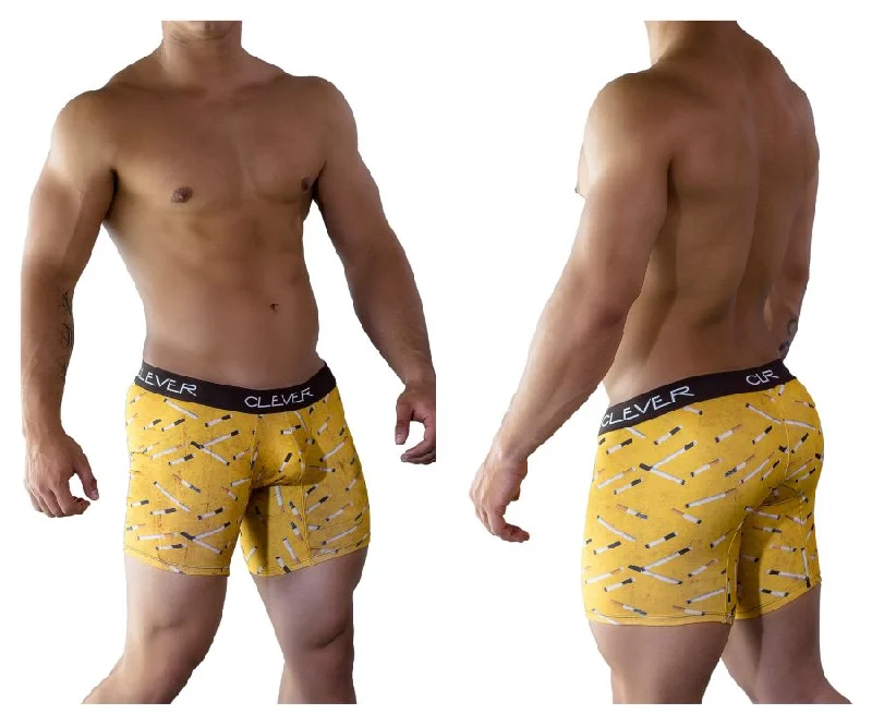 quirky briefs with movie themes-Clever 9099 Limited Edition Long Boxer Briefs Color Yellow-15