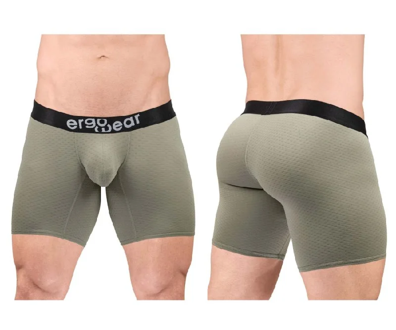 cozy underwear for long shifts-ErgoWear EW1680 MAX FLOW Boxer Briefs Color Smoke Green