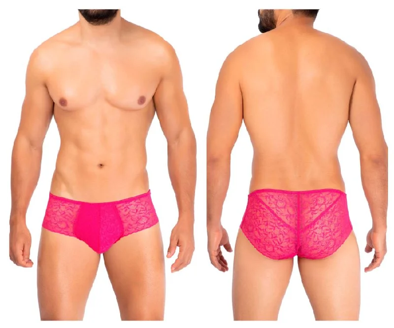 durable boxer briefs for rugged use-HAWAI 42152 Solid Lace Briefs Color Fuchsia