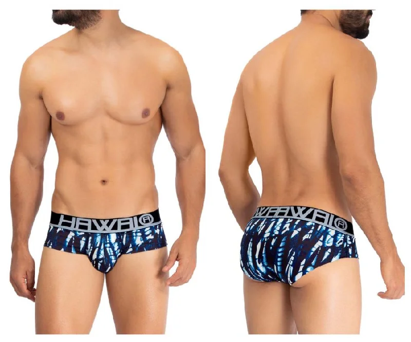 colorful boxer briefs with fruit-HAWAI 42192 Printed Microfiber Hip Briefs Color Dark Blue