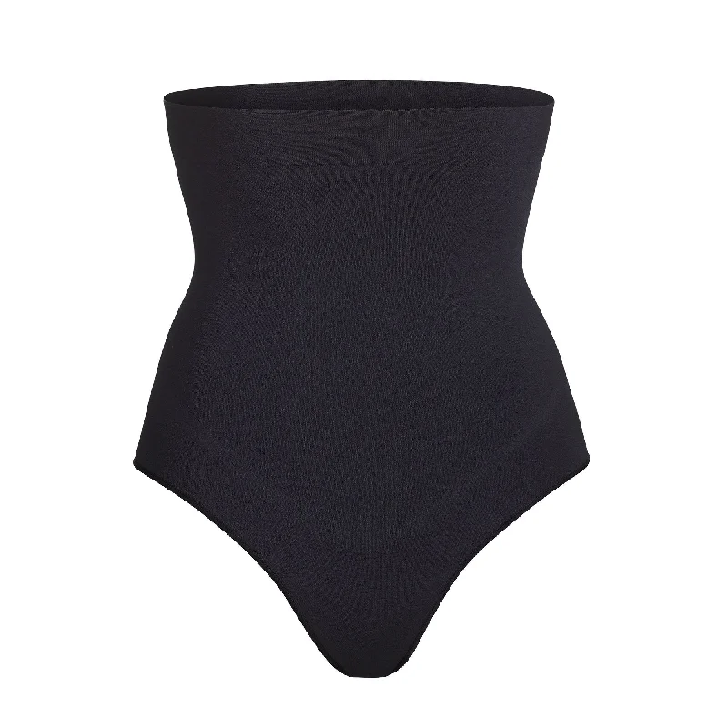 warm briefs for camping nights-HIGH WAISTED BONDED THONG | ONYX