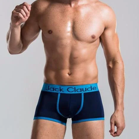 thin underwear for tight jeans-Jack Claude Men's Boxer Solid Color Boxer Brief w/ Contrast Seams