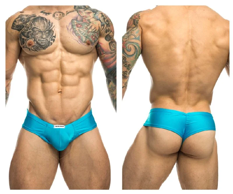 breathable linen briefs for summer-JUSTIN+SIMON XSJ22 Cheek Briefs Color Turquoise