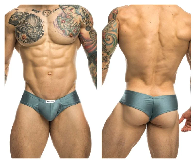 durable men’s briefs for travel-JUSTIN+SIMON XSJ22 Cheek Briefs Color Metal Green