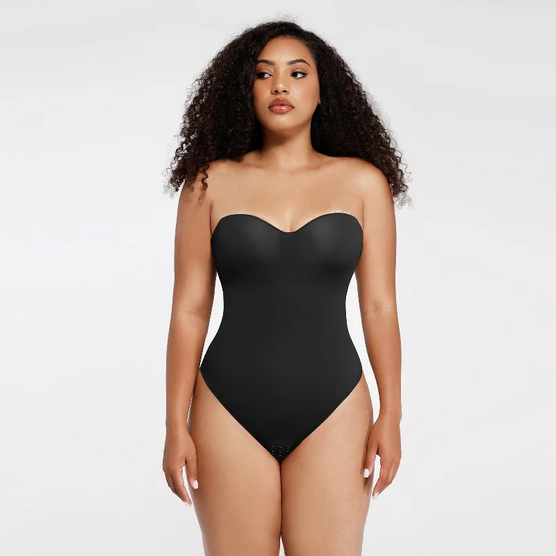 thick briefs for cold nights-Monica - One-Piece Thong Bodysuit with Underwire, Removable Waist Straps & Abdomen Shaping