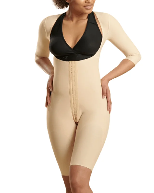 quirky panties with funny quotes-Marena Reinforced Bodysuit with Sleeves and Layered Panels - Short Length