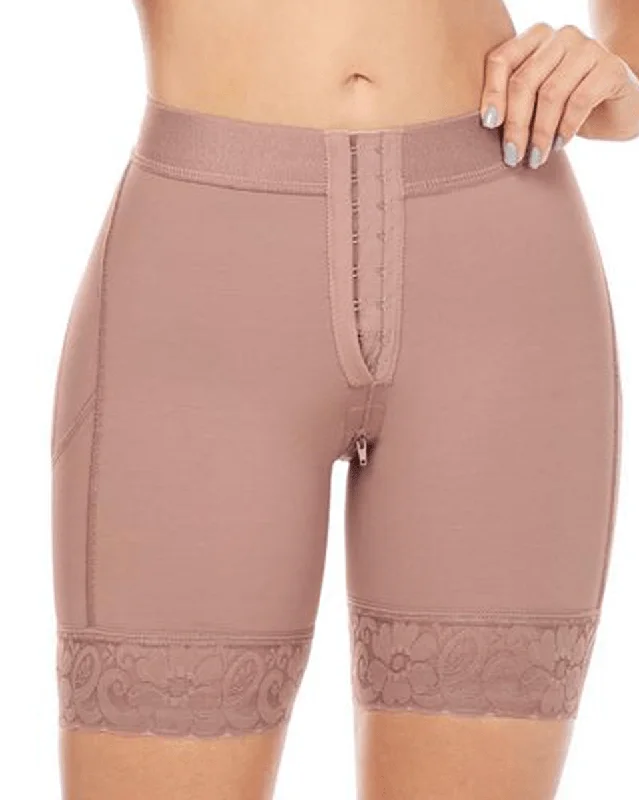 eco-conscious panties with recycled fabric-MariaE Fajas Low Rise Shapewear Shorts with Zippered Crotch High Compression