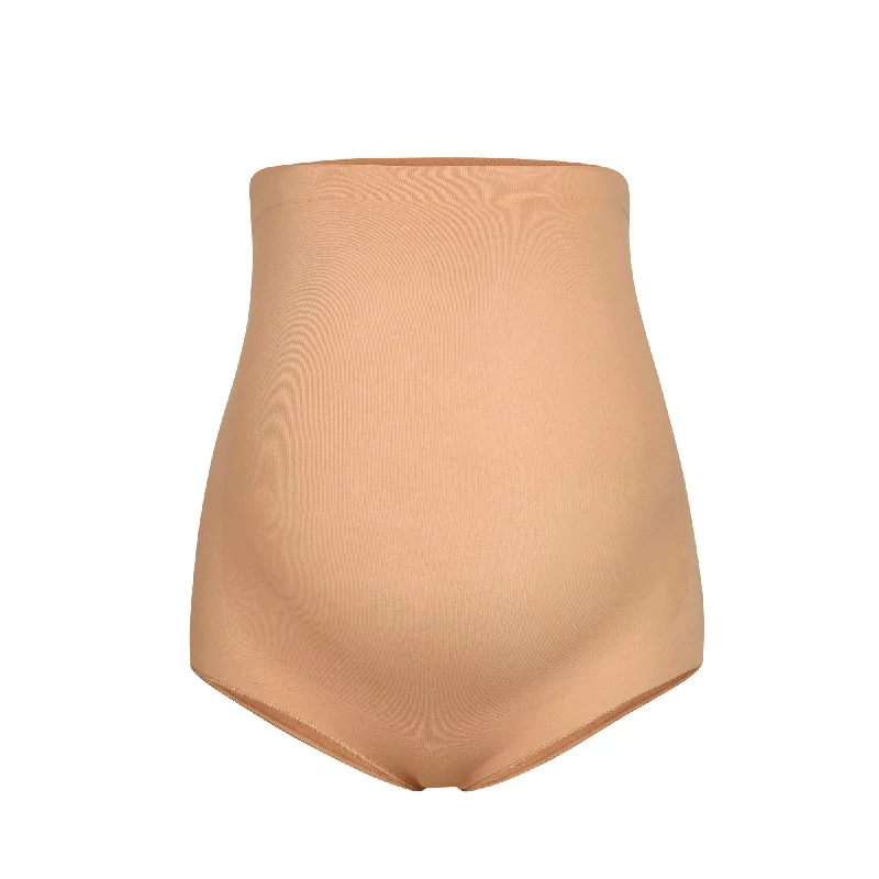 silky modal panties for softness-MATERNITY SCULPTING HIGH WAIST BRIEF | OCHRE