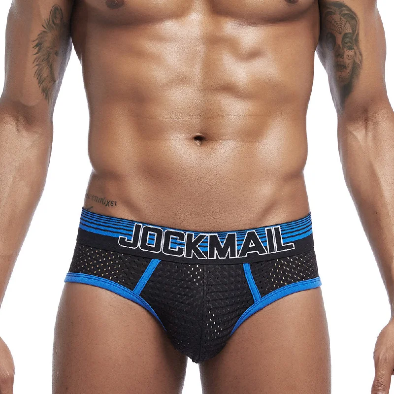 supportive trunks for elderly men-Men Breathable Nylon Patchwork Striped Briefs