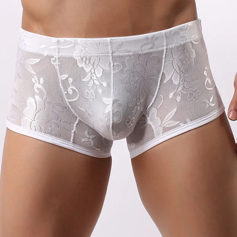 eco-friendly hemp briefs-Men's Floral Lace Boxer Brief