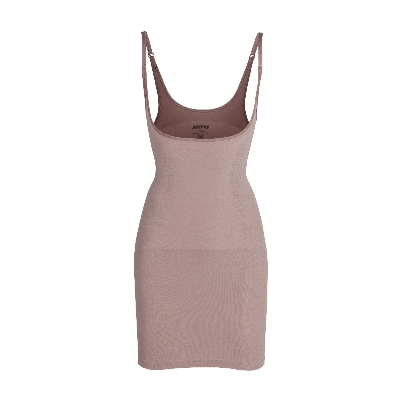 extra-wide underwear for comfort-OPEN BUST SLIP DRESS | UMBER