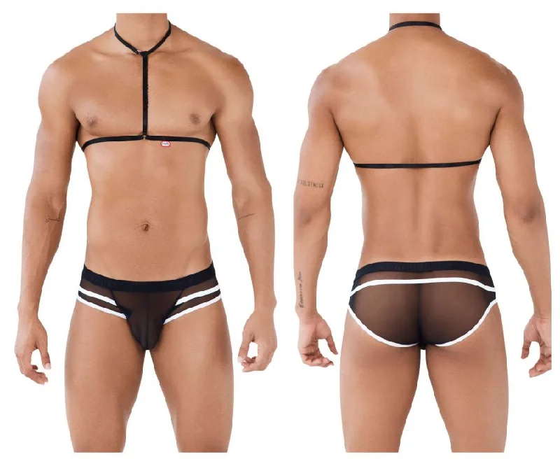 silky modal boxers for softness-Pikante PIK 0495 Hot Harness Briefs Color Black