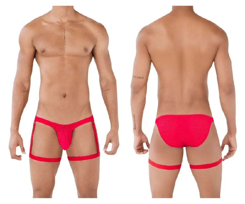 trendy metallic boxers for parties-Pikante PIK 0499 Seductive Briefs Color Red