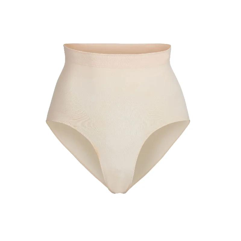 premium silk panties for softness-SCULPTING MID WAIST BRIEF | SAND