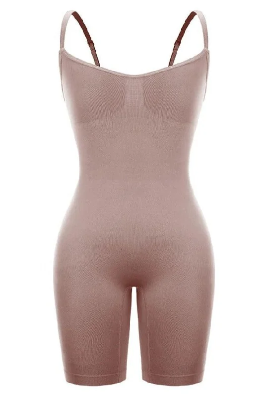 thin underwear for tight skirts-One Piece Bodysuit Shapewear - Mid Thigh